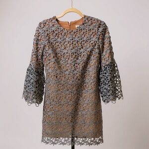 Dress the Population Blue Lace Overlay Dress